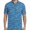 Cubavera Modern Fit 4-Way Stretch Sport Shirt, Medium Blue Textured Wave