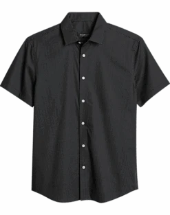 Awearness Kenneth Cole Slim Fit Short Sleeve Sport Shirt, Black Micro Dot