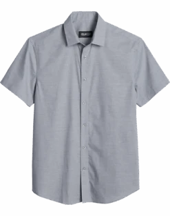 Awearness Kenneth Cole Slim Fit Short Sleeve Slub Sport Shirt, Light Gray