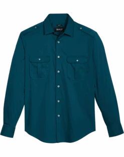 Awearness Kenneth Cole Slim Fit Spread Collar Sport Shirt Teal