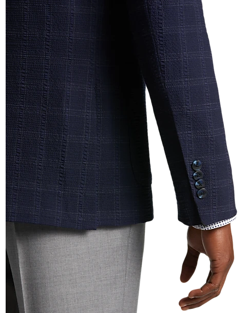 Awearness Kenneth Cole Modern Fit Soft Jacket, Navy Seersucker Plaid 2 Awearness Kenneth Cole Modern Fit Soft Jacket, Navy Seersucker Plaid - Image 2