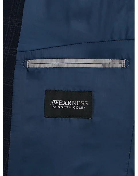 Awearness Kenneth Cole Modern Fit Soft Jacket, Navy Seersucker Plaid 3 Awearness Kenneth Cole Modern Fit Soft Jacket, Navy Seersucker Plaid - Image 3