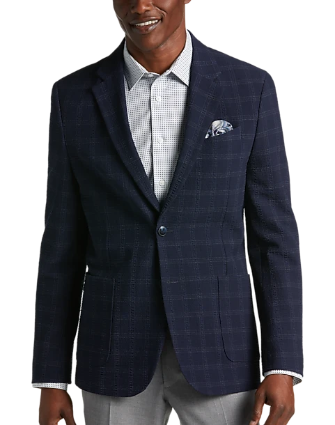 Awearness Kenneth Cole Modern Fit Soft Jacket, Navy Seersucker Plaid 1 Awearness Kenneth Cole Modern Fit Soft Jacket, Navy Seersucker Plaid