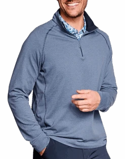 Johnston & Murphy Modern Fit XC4 Raglan 1/4 Zip Sweater, Blue