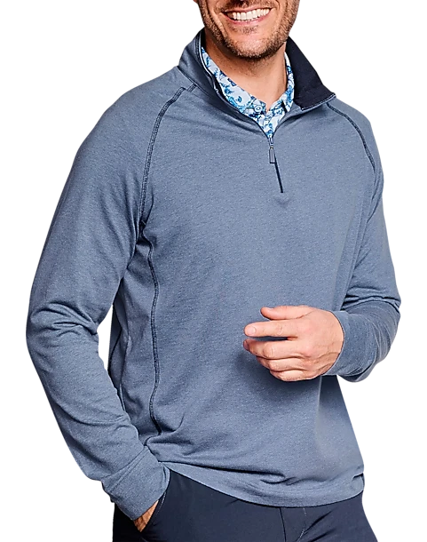 Johnston & Murphy Modern Fit XC4 Raglan 1/4 Zip Sweater, Blue 1 Johnston & Murphy Modern Fit XC4 Raglan 1/4 Zip Sweater, Blue