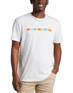 The Phluid Project Classic Fit Be A Good Human Graphic Crew, White