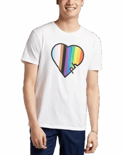The Phluid Project Classic Fit Heart Graphic Crew, White