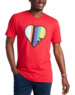 The Phluid Project Classic Fit Heart Graphic Crew, Red