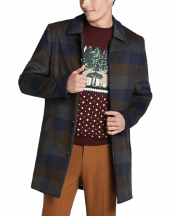 Paisley & Gray Slim Fit Topcoat, Wine Buffalo Plaid