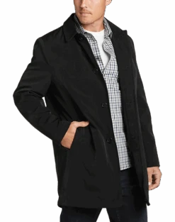 Joseph Abboud Modern Fit Bonded Raincoat, Black